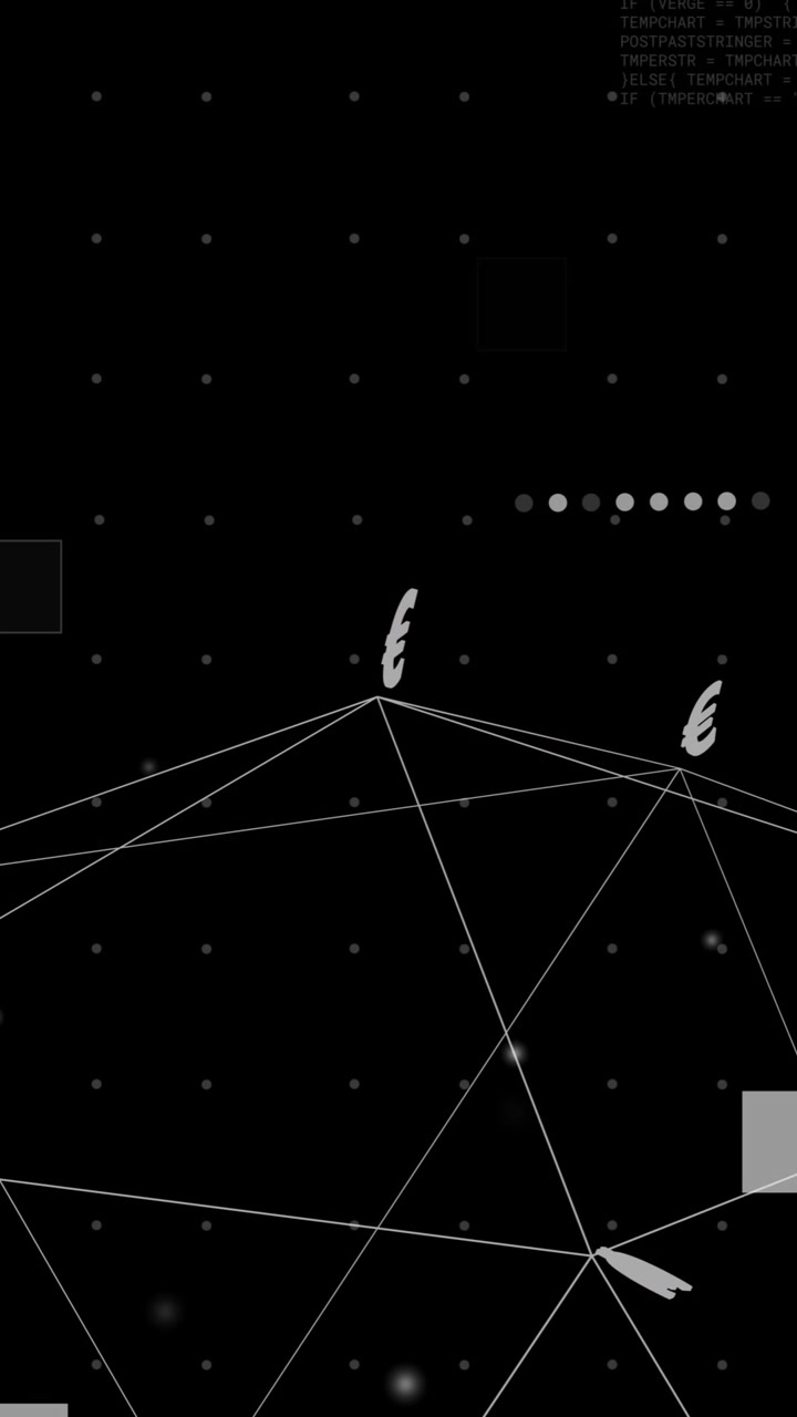 Animation of network with data processing and euro signs over black background