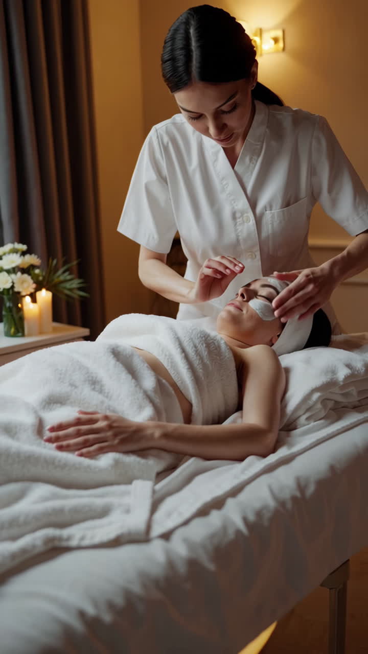 mujer recibiendo un tratamiento facial en un spa