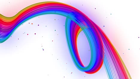 líneas onduladas multicolores o cinta de hermosas rayas vuelan en el aire, suavemente oscilación y onda en fondo blanco. 3d abstracto bucleado fondo creativo 4k con luma mate.