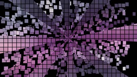 fondo abstracto de lila rosa. animación de píxeles flotantes, divididos en segmentos.