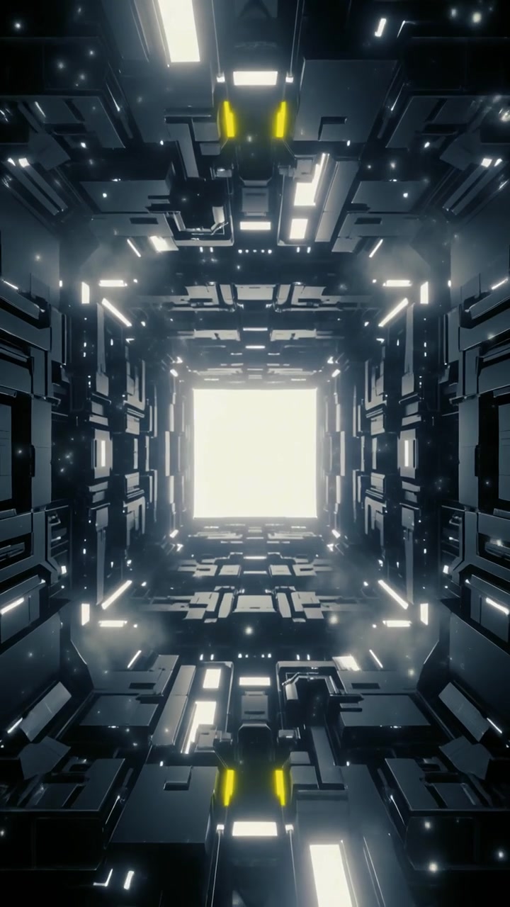 Tunnel corridoio fantascientifico futuristico con luci luminose