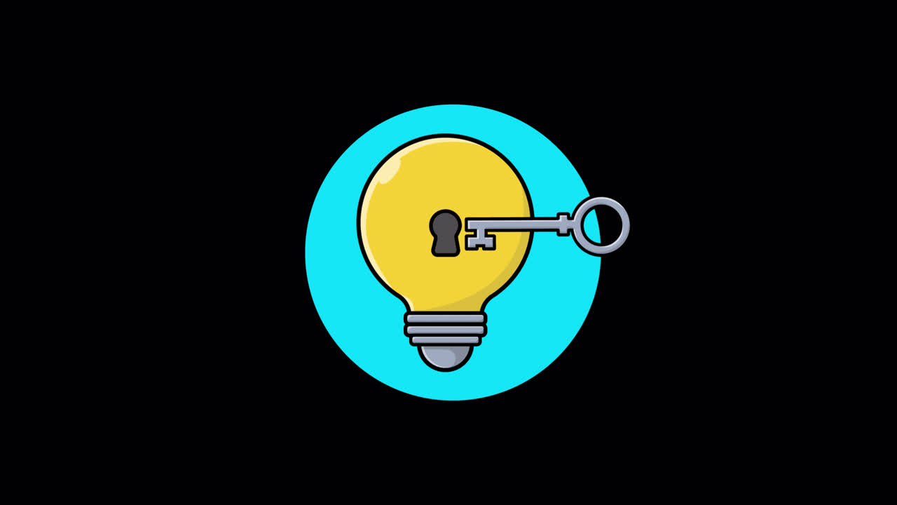 Animated Key Unlocking Lightbulb Idea Concept