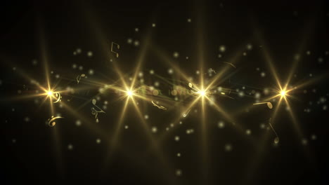 animation of falling notes and yellow glowing lights