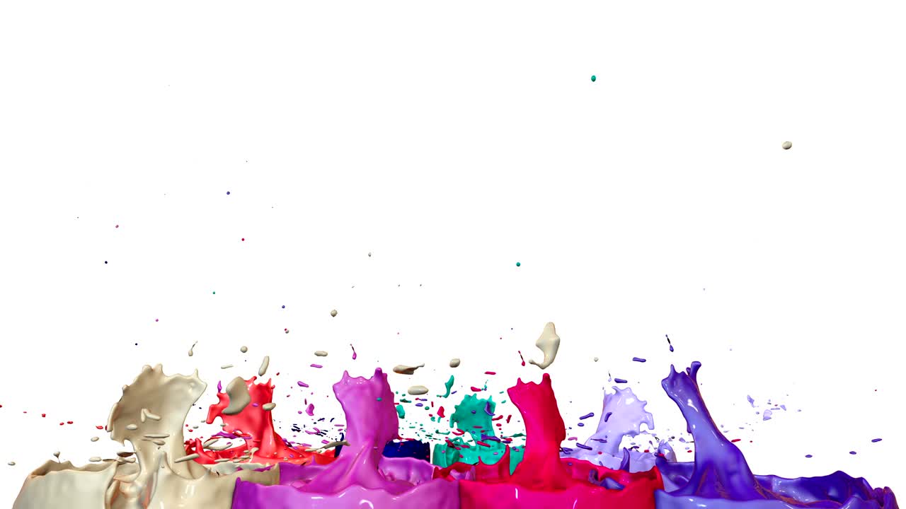 las pinturas bailan con la desaceleración del tiempo en fondo blanco. simulación de salpicaduras 3d de tinta en un altavoz musical que reproduce música. salpicadures como un fondo brillante en ultra alta calidad 4k. v2 multicolor