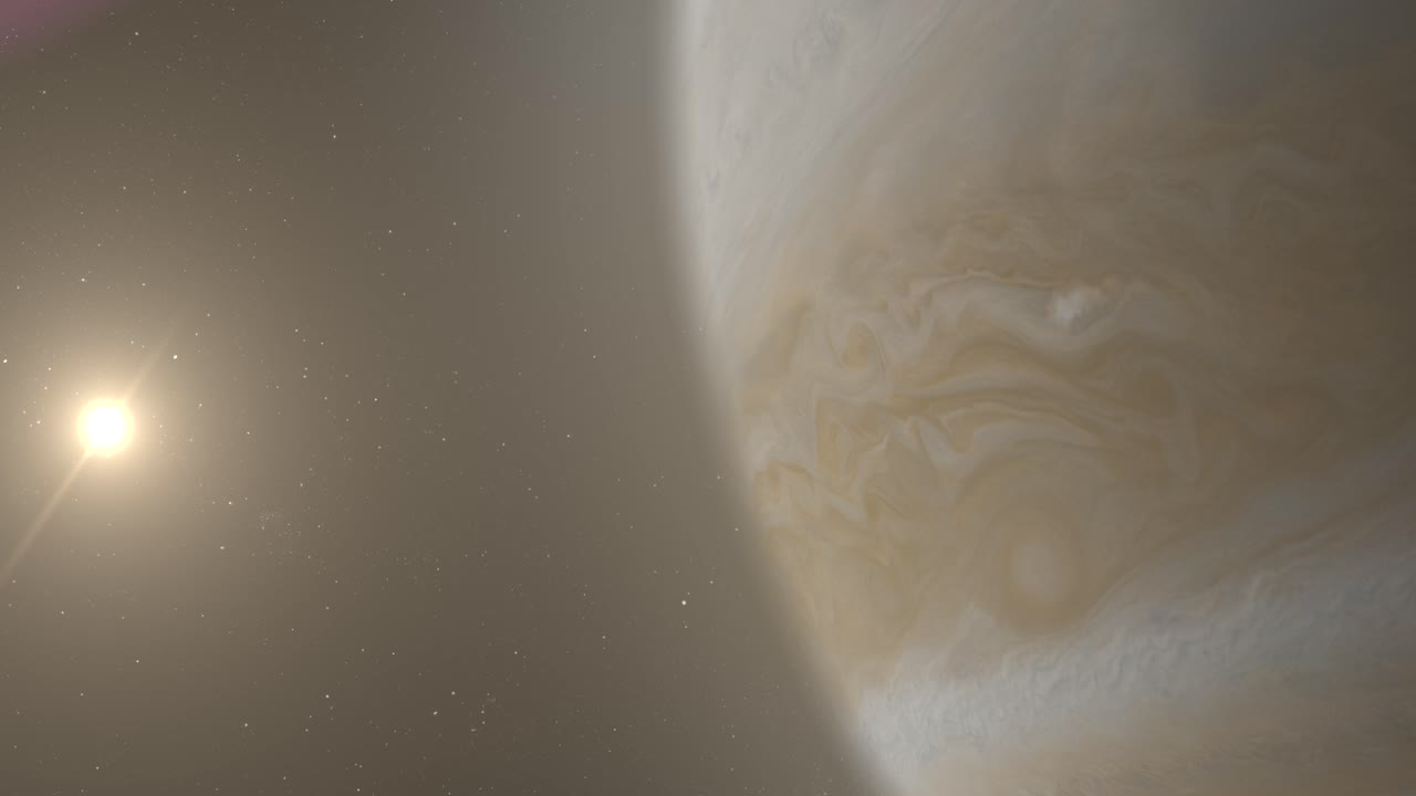 júpiter y el sol en el espacio