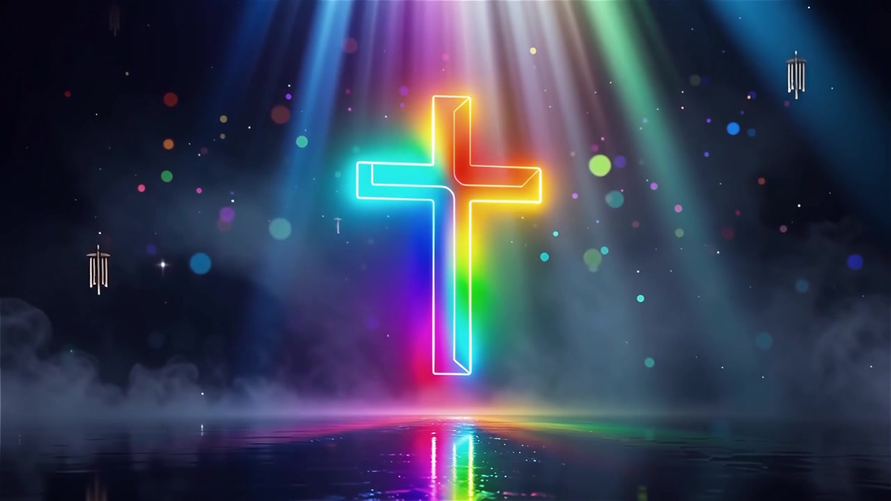 Christian Cross Heavenly Light Worship Background