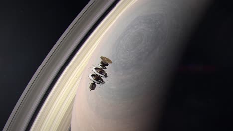 Eine-Große-Raumstation,-Die-Den-Gasriesen-Saturn-Umkreist