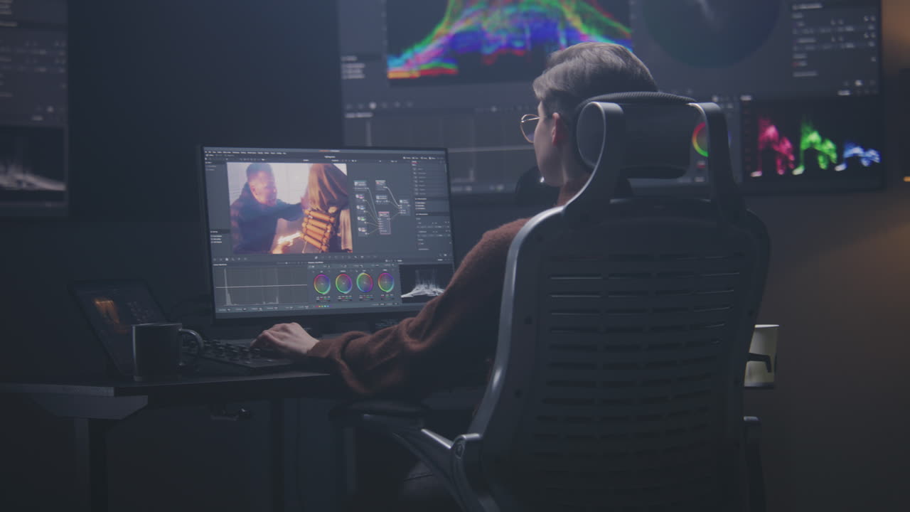 Video Editor Working in a Post-Production Suite