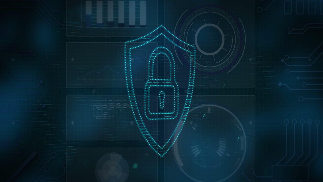 animación del candado en el escudo sobre el procesamiento de datos