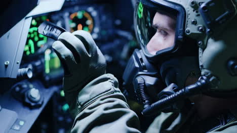 Pilot in a Fighter Jet Cockpit