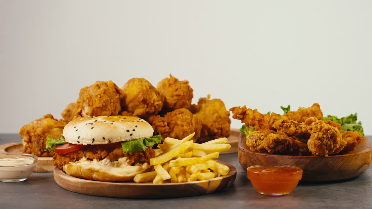 Fried Chicken Meal with Burger and Fries