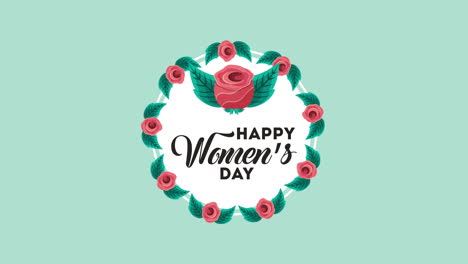 happy womens day lettering with floral frame