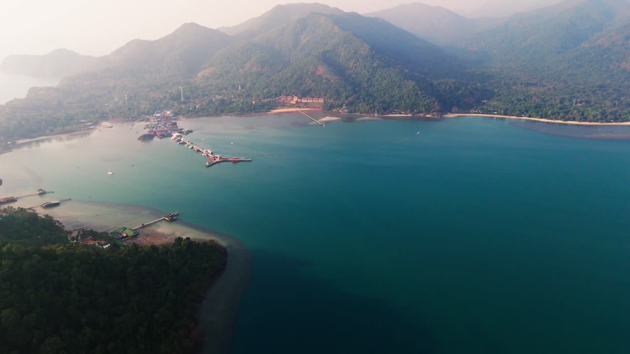 Ko Chang, Thailand's famous blue lagoon beach gulf, Aerial drone landscape in Southeast Asian travel spot