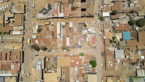 Birdseye-aerial-view-of-Loitokitok-kenya,-shanty-poor-neighborhood-of-Nairobi-suburbs,-Kenya