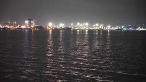 pov view ship move at dark sea