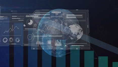 animación del globo y procesamiento de datos financieros