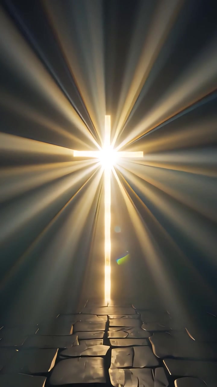 Christian Cross Heavenly Light Worship Background 4K