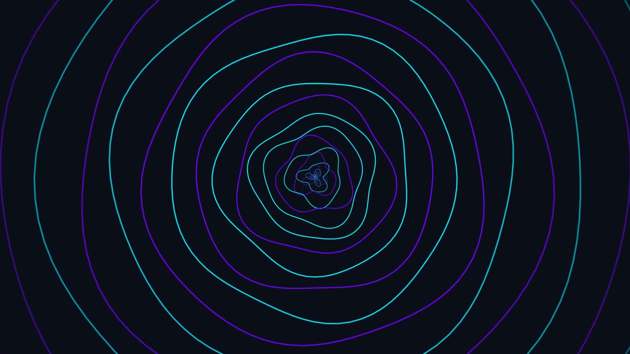 Abstract Animation of Pulsing Neon Concentric Circles