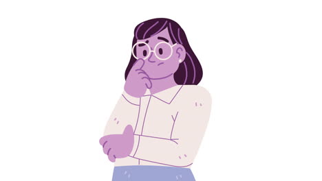 lilac woman with doubts character