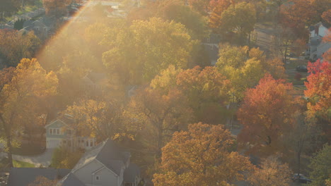 Tilt-down-and-drift-over-charming-neighborhood-in-Kirkwood-in-St