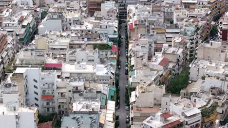 Imágenes-Aéreas-Del-Centro-De-La-Ciudad-De-Atenas,-Avenida-En-El-Medio