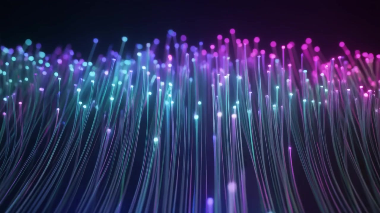 Abstract Animation of Glowing Fiber Optic Cables with Data Flow