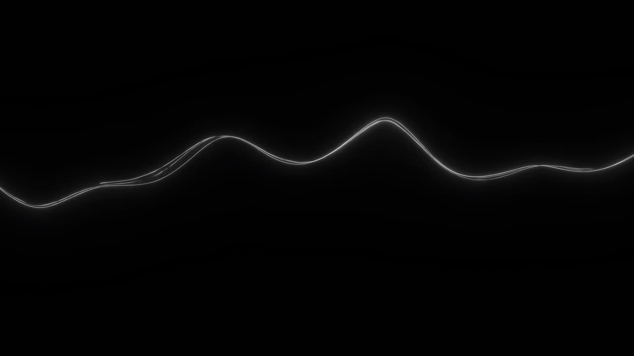Animazione astratta di linee ondulate luminose su sfondo nero