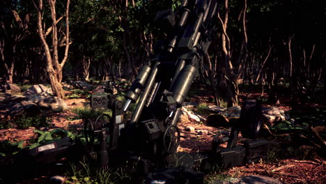 big gun cannon in the forest