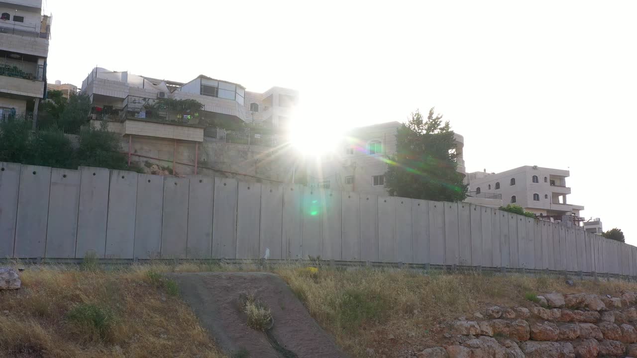 Palestine Anata Refugges Camp Behind Concrete wall -aerial