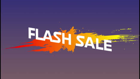 animation of geometric shapes and flash sale text on color splash against gradient background