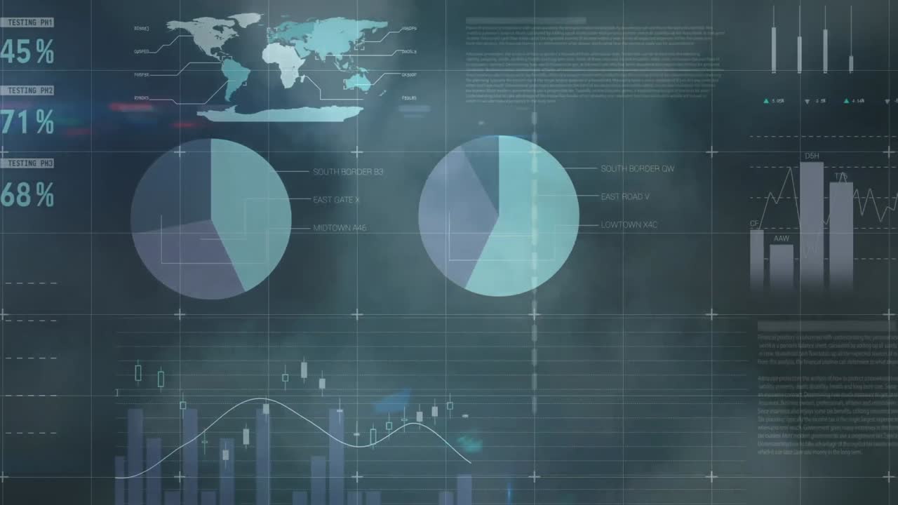 animación del procesamiento de estadísticas sobre nubes y cielo