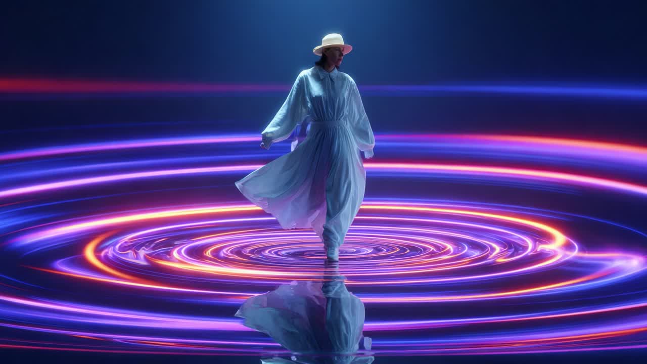 A captivating scene of a figure gracefully dancing in a swirling vortex ...