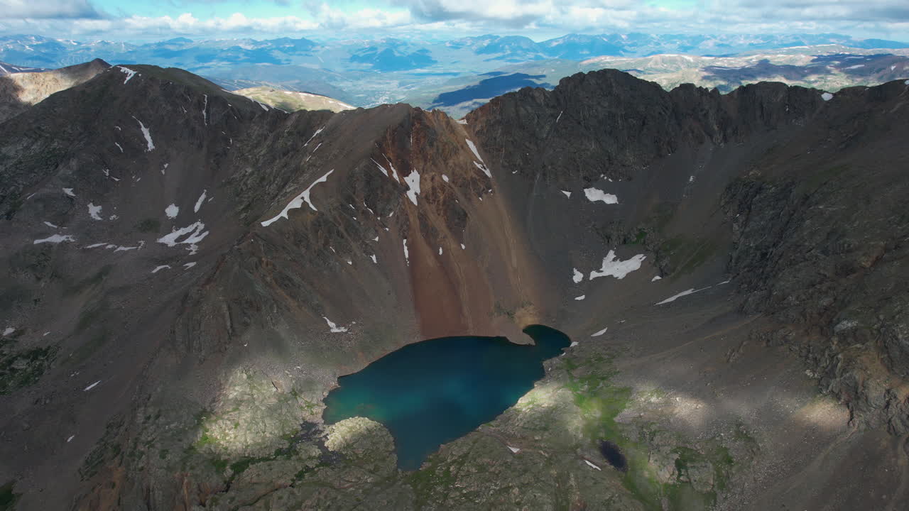 러브랜드 패스 콜로라도 호수 미국, 빙하수, 산봉우리의 공중 전망