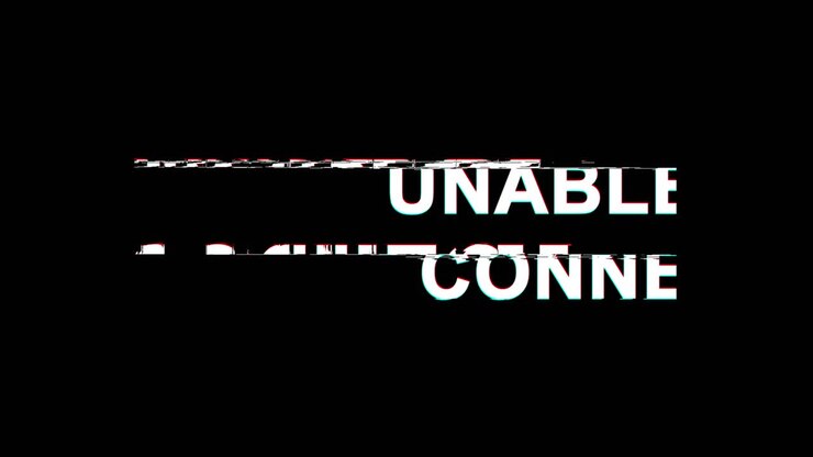 Unable to connect glitch effect text digital tv distortion 4k loop animation