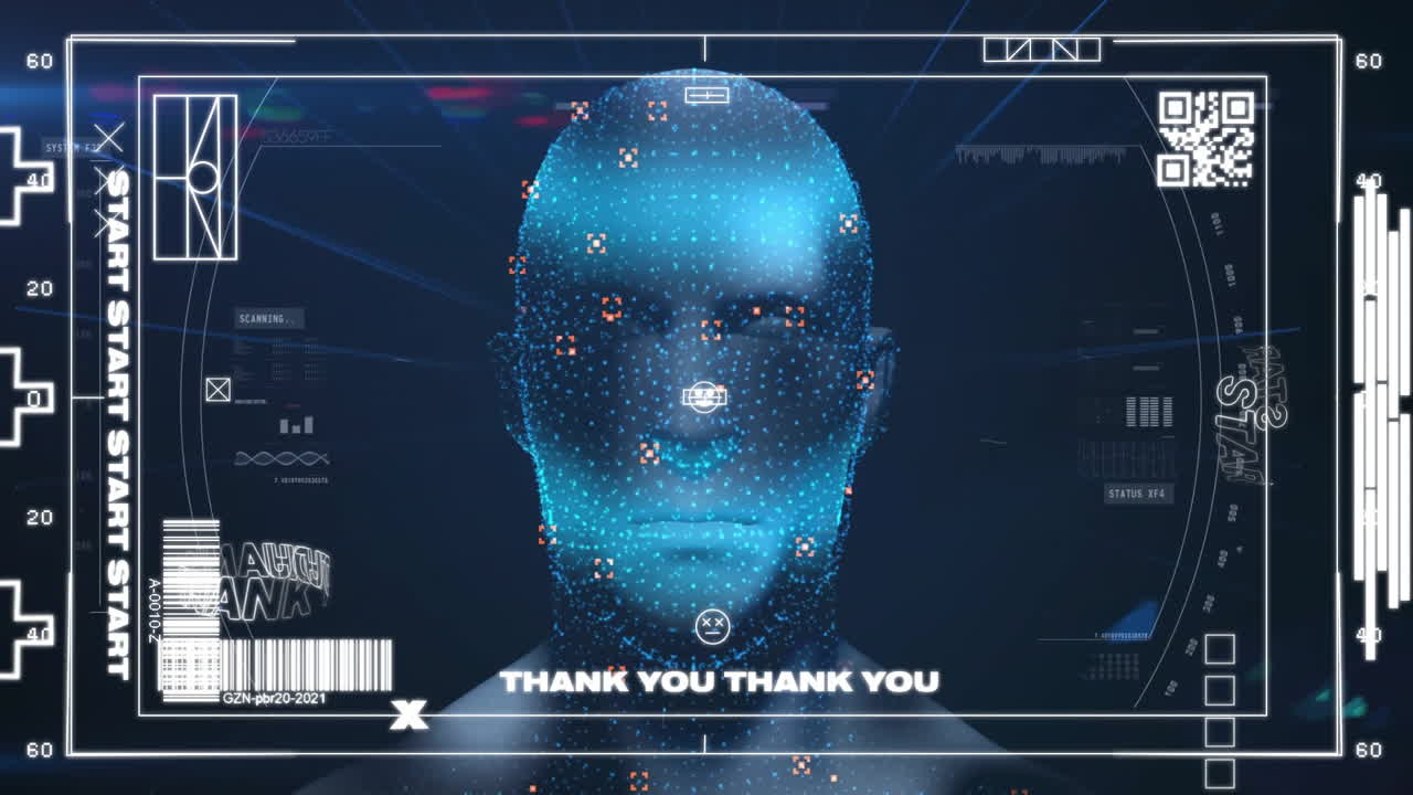 animación del procesamiento de datos digitales sobre la cabeza humana
