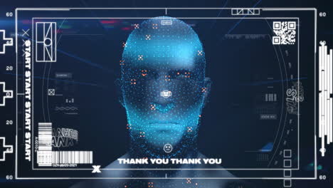 animación del procesamiento de datos digitales sobre la cabeza humana
