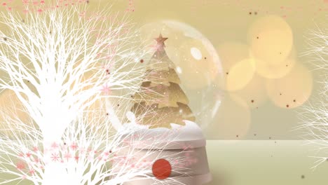 animation of snow falling over christmas tree