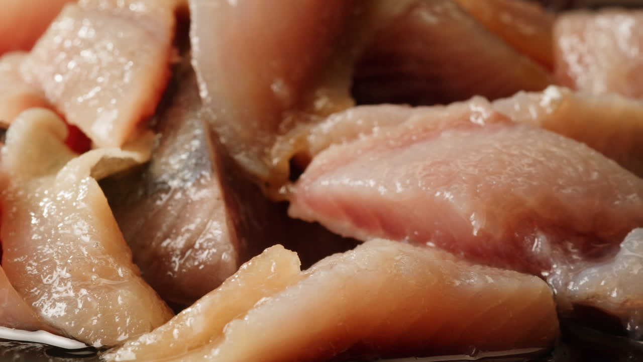 Close-up of sliced raw fish