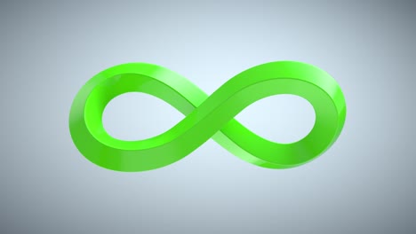 signo verde infinito en fondo gris. forma abstracta geométrica. sitio web financiero, aplicaciones, redes sociales, presentación, elemento de plantilla de diseño y otro comercio electrónico. bucle sin costuras, animación 3d en 4k