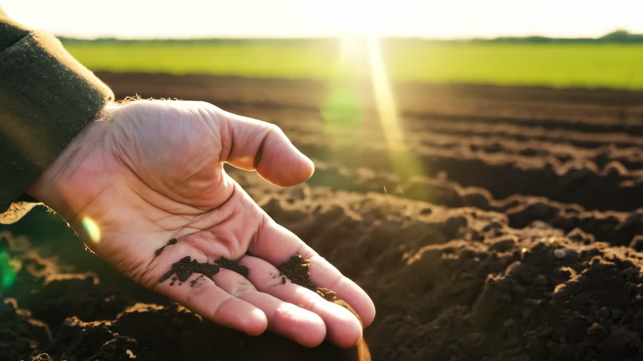Agricultor plantando sementes em um campo