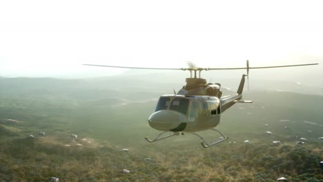 slow motion united states military helicopter in vietnam