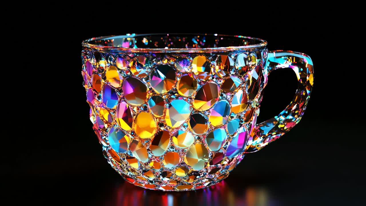 Colorful Iridescent Mosaic Glass Cup