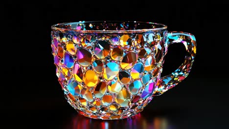 colorful iridescent mosaic glass cup