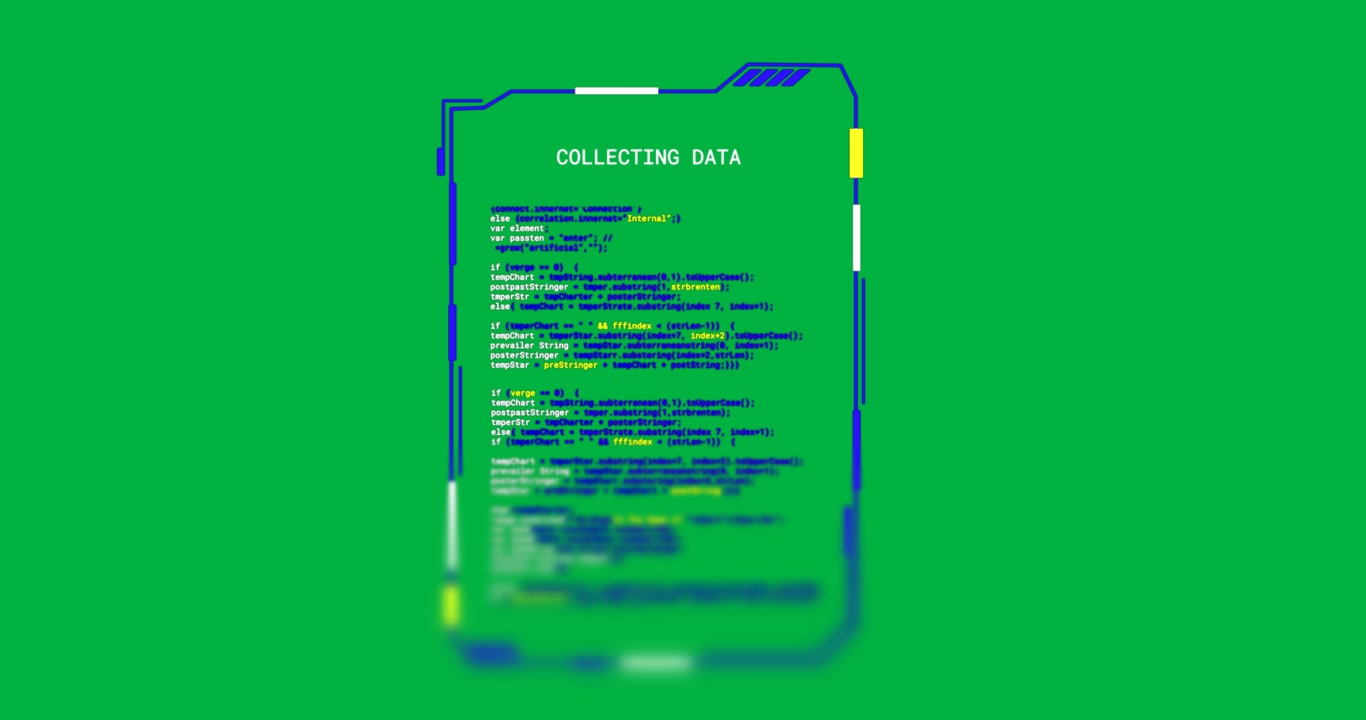 Animation of data processing and shapes on transparent background