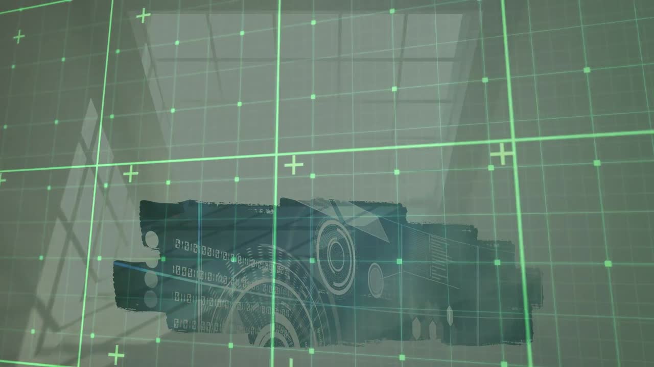 디지털 움직이는 체크된 화면의 애니메이션 기술 프로젝트를 배경으로