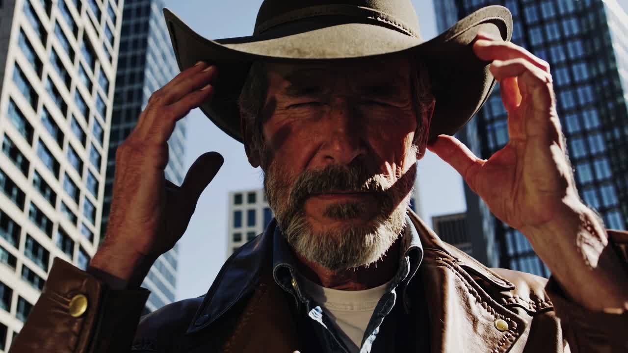 도시에서 성숙한 카우보이