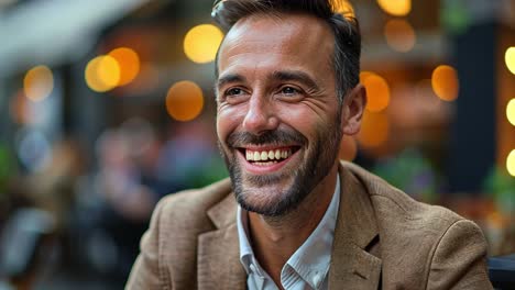 happy man smiling and laughing
