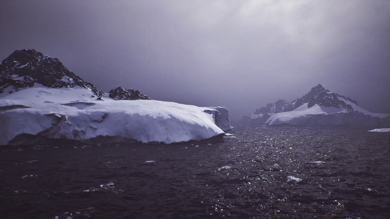 Bright sea beside frozen edge sparkling ocean close to icy boundary