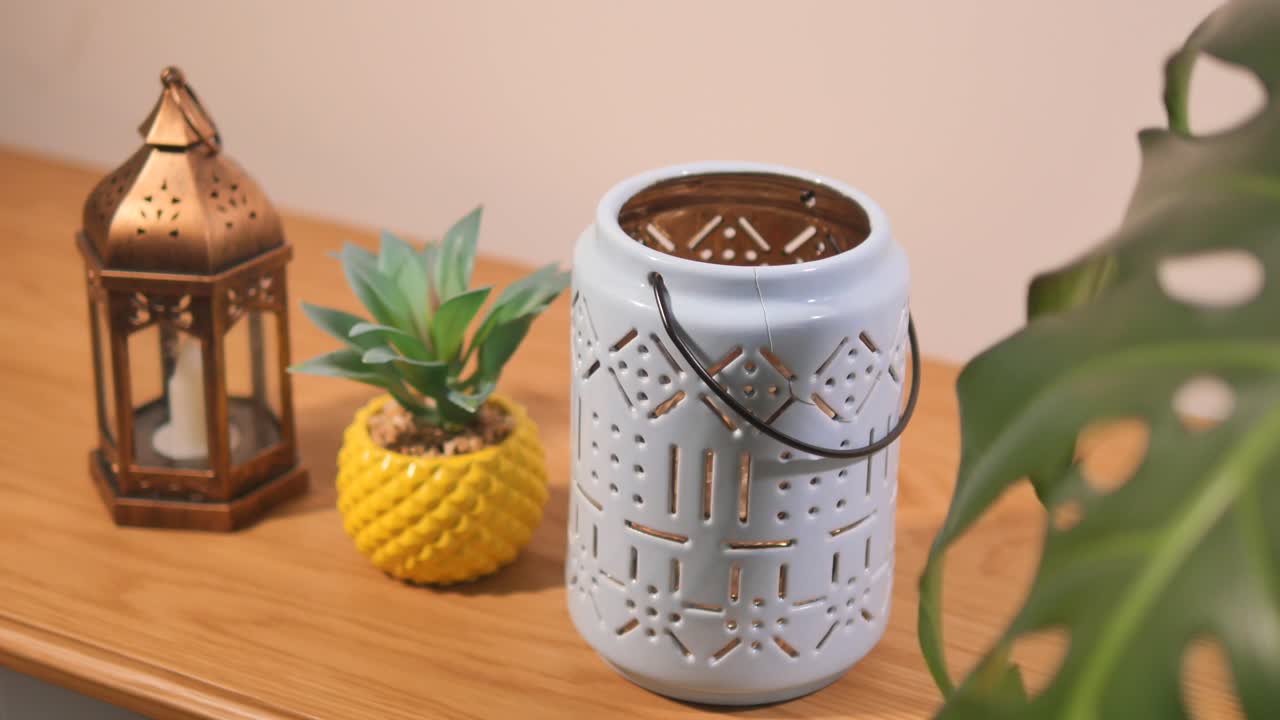 Home Decor with Lanterns and Plants