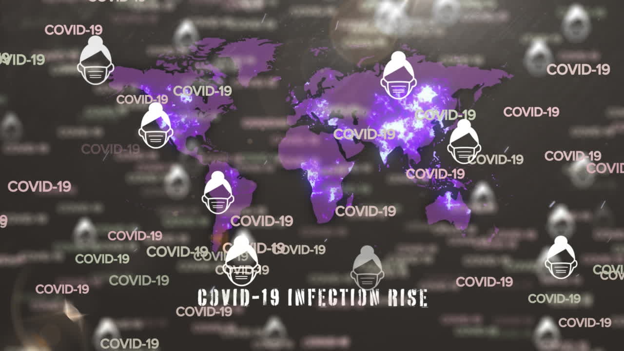 어두운 배경에서 세계를 가로질러 떨어지는 아픈 이모티콘의 애니메이션